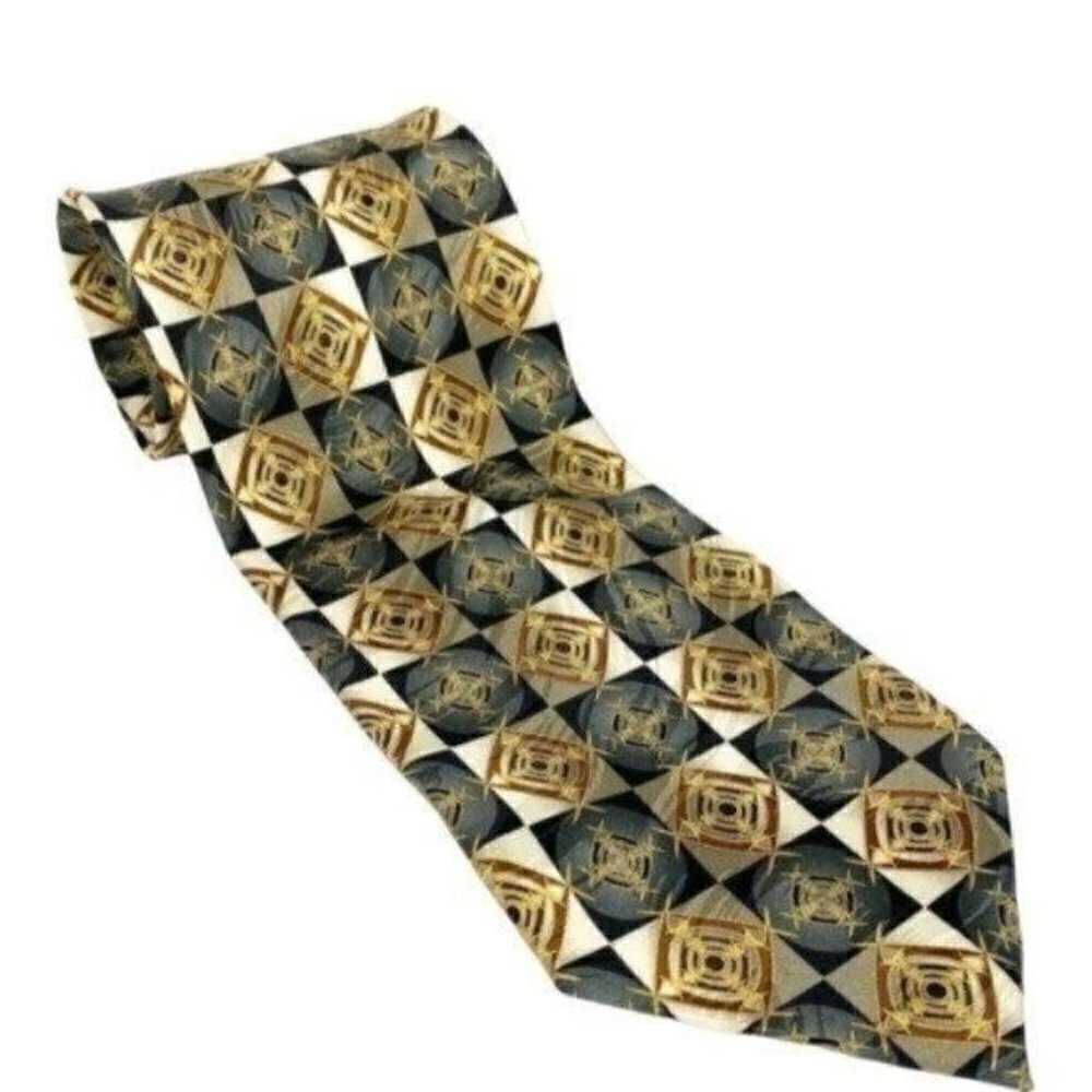 HANDMADE Geometric Silk Necktie - PEACOCK 100% Tie